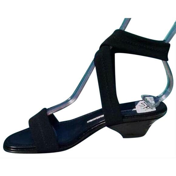 Donald Pliner Black Kogi Gator Leather Sandal Shoe Mesh Ankle Wrap NWT $225
